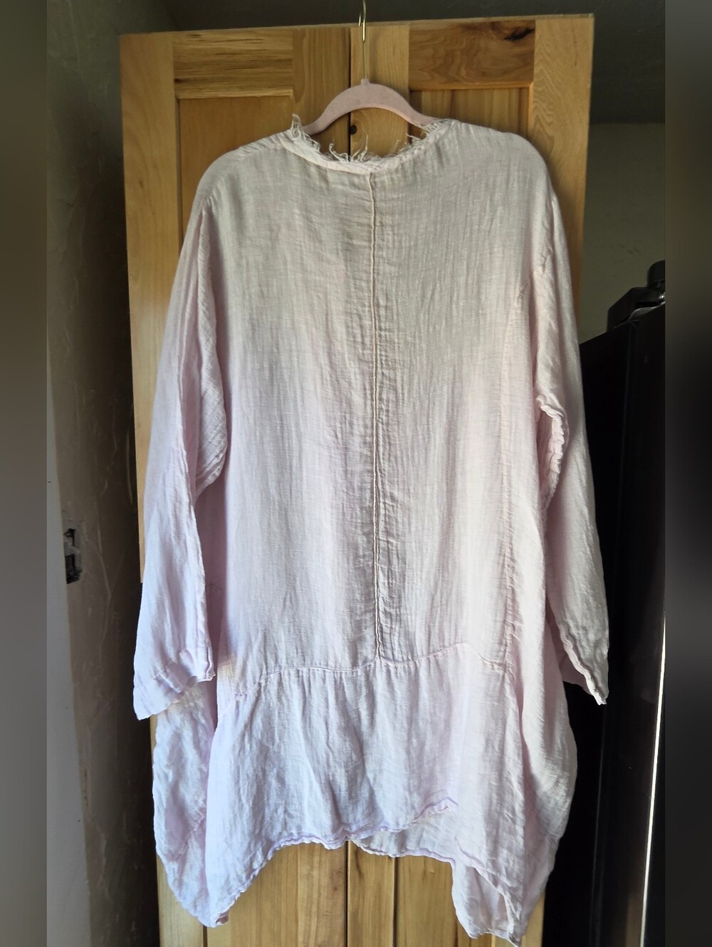 Luna Luz Linen Gauze Tunic, Pale Pink, Pockets, Flowy, Lagenlook - Picture 14 of 15